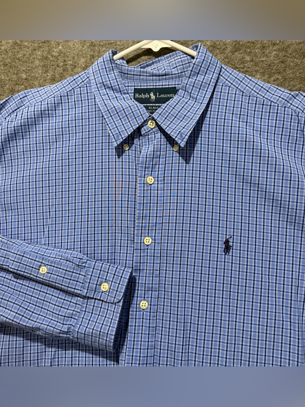 Polo Ralph Lauren Blake Shirt Mens XXL Blue Plaid Button Up Cotton Long Sleeve